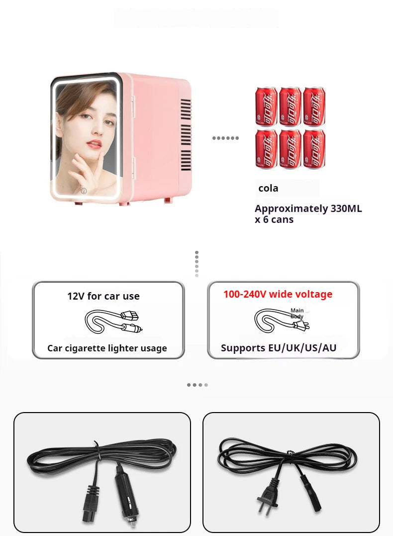 Car home dual-use beauty and skincare products, makeup mirror, refrigerator, car supplies, mini car freezer, small fridge