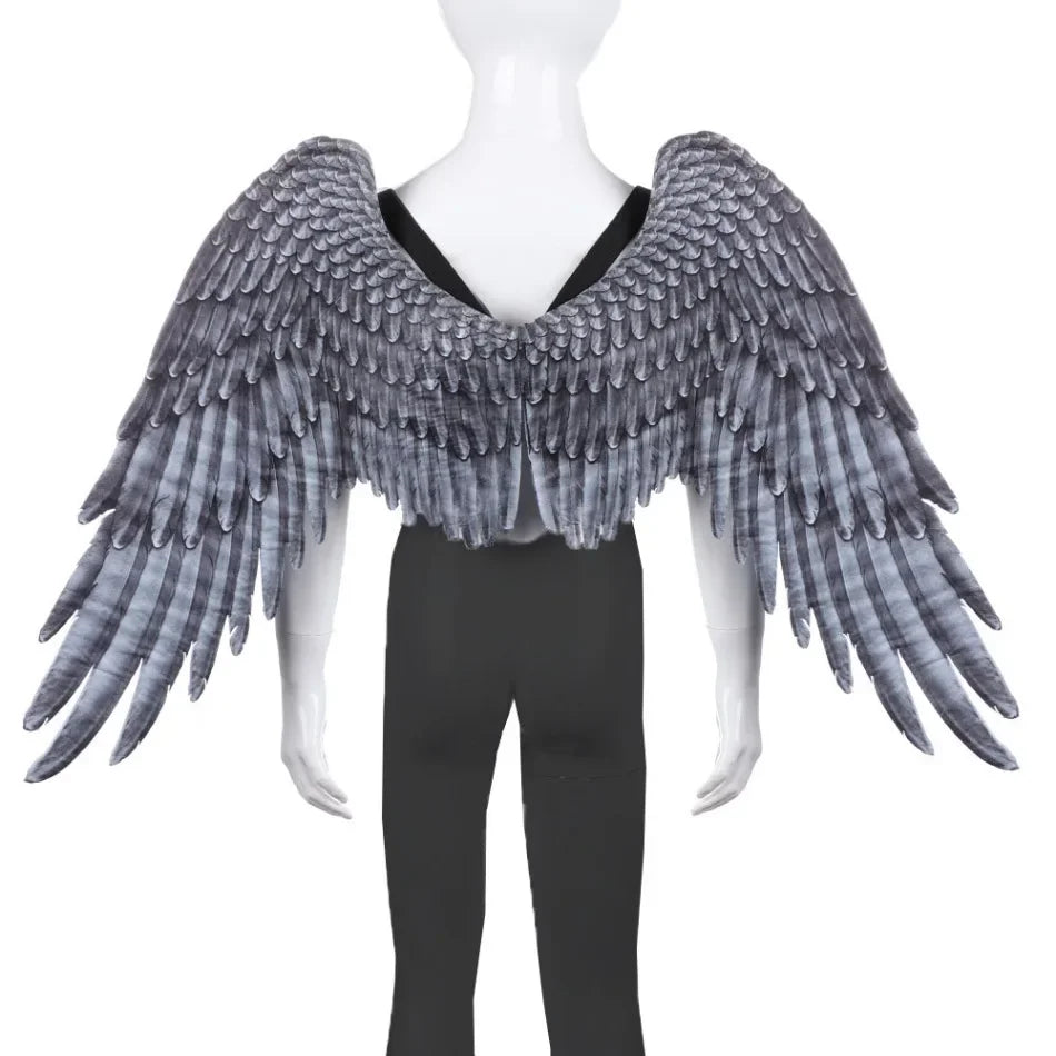 Halloween 3D Angel Wings Costume With Elastic Straps Halloween Party Mardi Gras Feather Wing Adult Kids Evil Cosplay Accessories