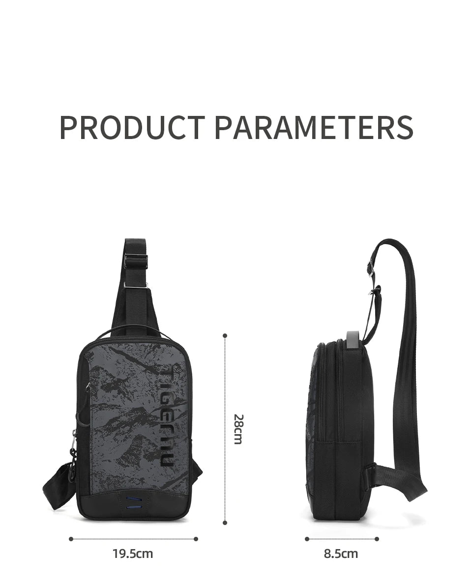Tigernu Chest Bags For Men Cool Style Men Shoulder Bag 9.7inch IPad Bag Casual Male Crossbody Bag Lightweigt Mini Bags Messenger