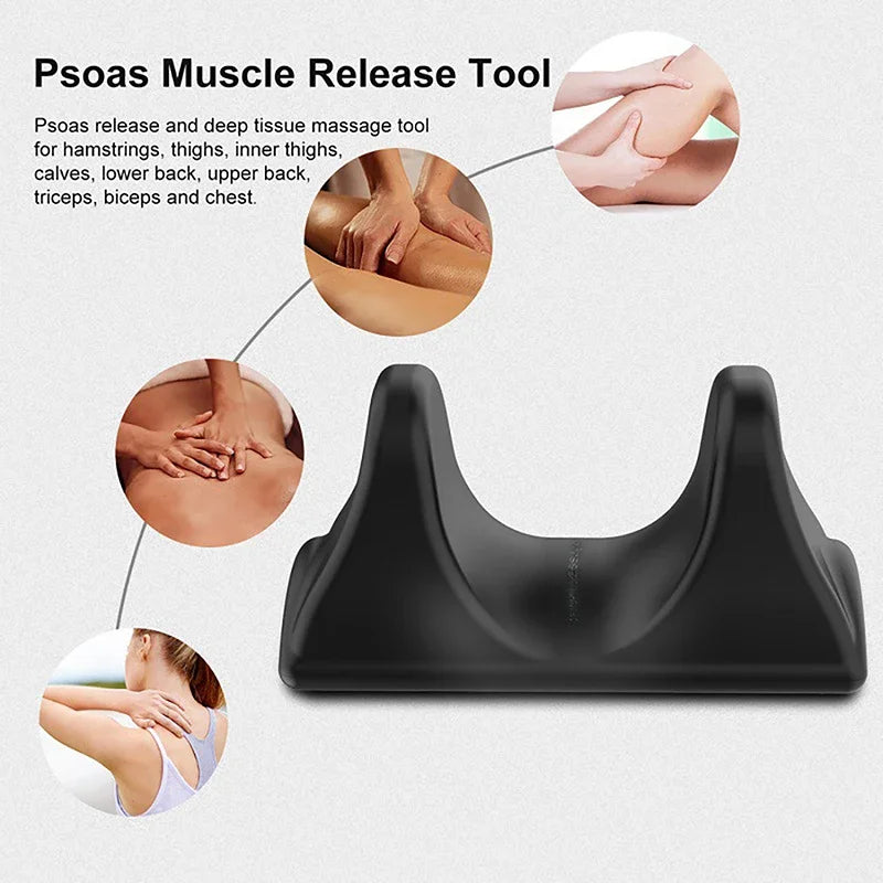 Psoas Muscle Release Deep Tissue Massage Tool Psoas Back Hip Flexor Release Tool Black Muscle Relaxing Massager for Gym Sports