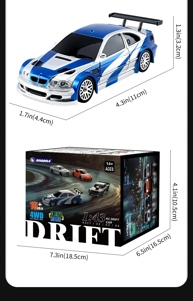 Upgraded Gyro 1/43 RC Drifting Car Racing RTR 4WD High Speed Radio Control Model 2.4G Drift Race Vehicle Mini Gifts