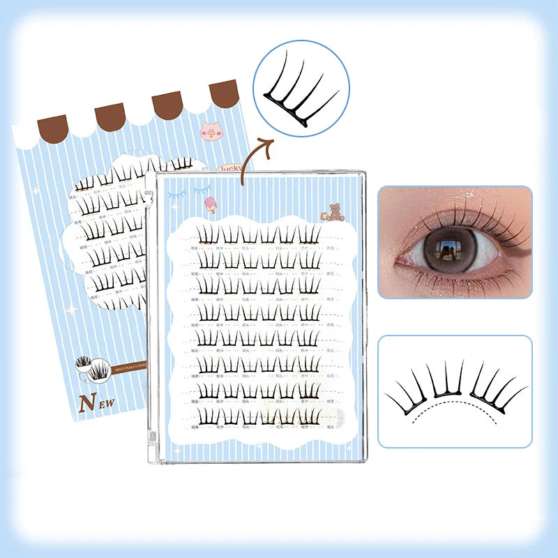 Glue-Free Featherlight Eyelash Strips Ultra Thin Invisible Lashes Easy Snap-On Clusters for Natural Everyday Look Whispy Soft