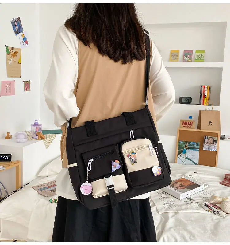 Waterproof Canvas Women Handbags Shoulder Bag Nylon Ladies Messenger Bag Oxford Crossbody Bags Tote Book Bags for Girls Satchels