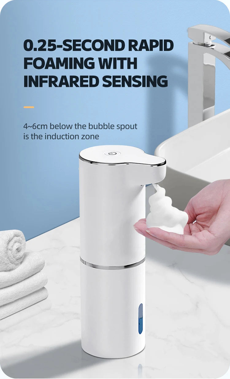 New Wall Mounted Automatic Soap Dispenser Foam Smart Hand Washing Machine 300ml Liquid Rechargeable Bathroom Induction Sensor