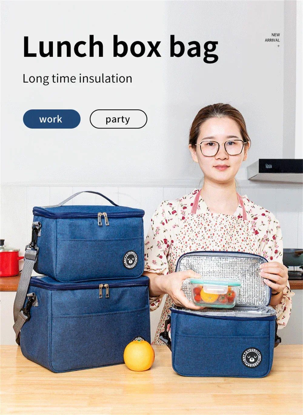 2024 New Portable Lunch Bag Food Thermal Box Waterproof Office Cooler Lunchbox With Shoulder Strap Insulated Case