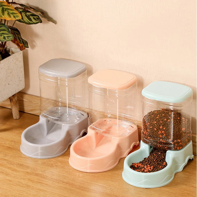 Pet automatic feeder cat drinking water bowl cat bowl dog bowl 3.8L large capacity combination grain storage barrel pet supplies