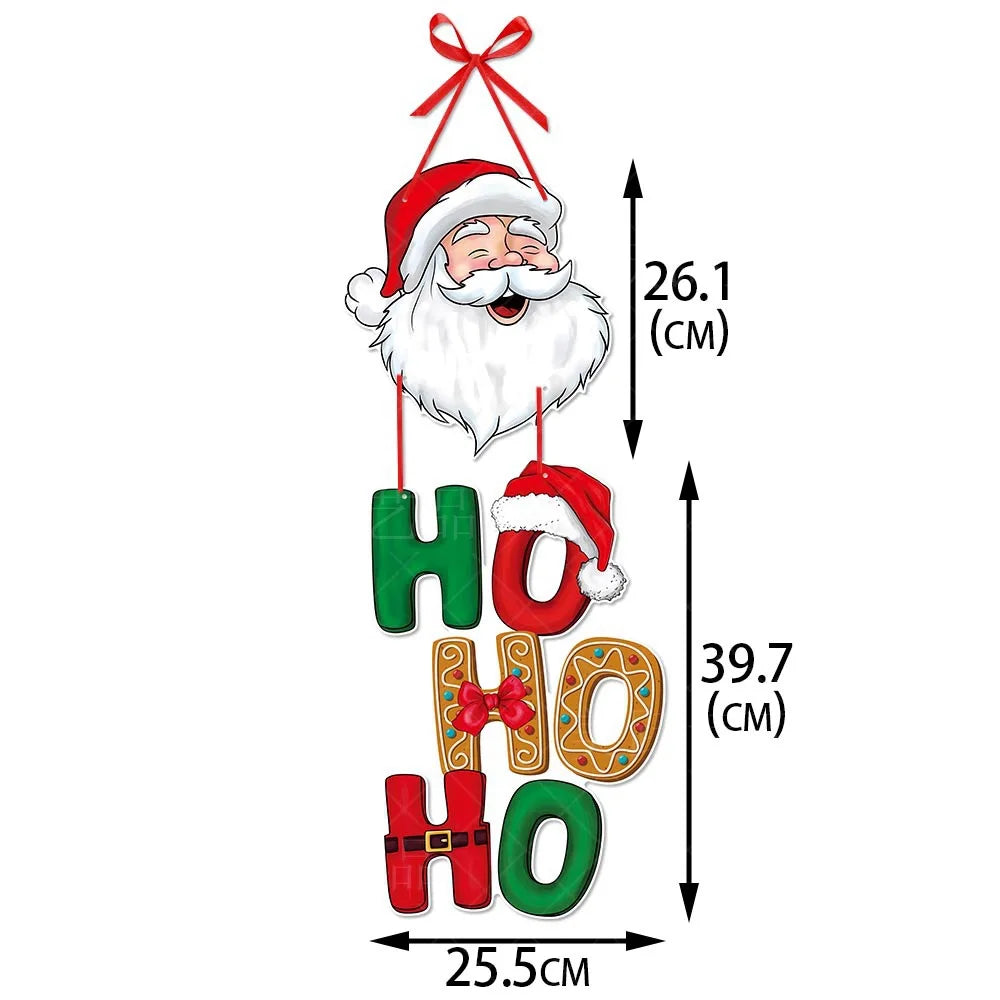 Christmas Decorations Colorful Christmas Paperboard Door Hangings Merry Xmas Santa Plaids Home Wall Door New Year Decor Supplies