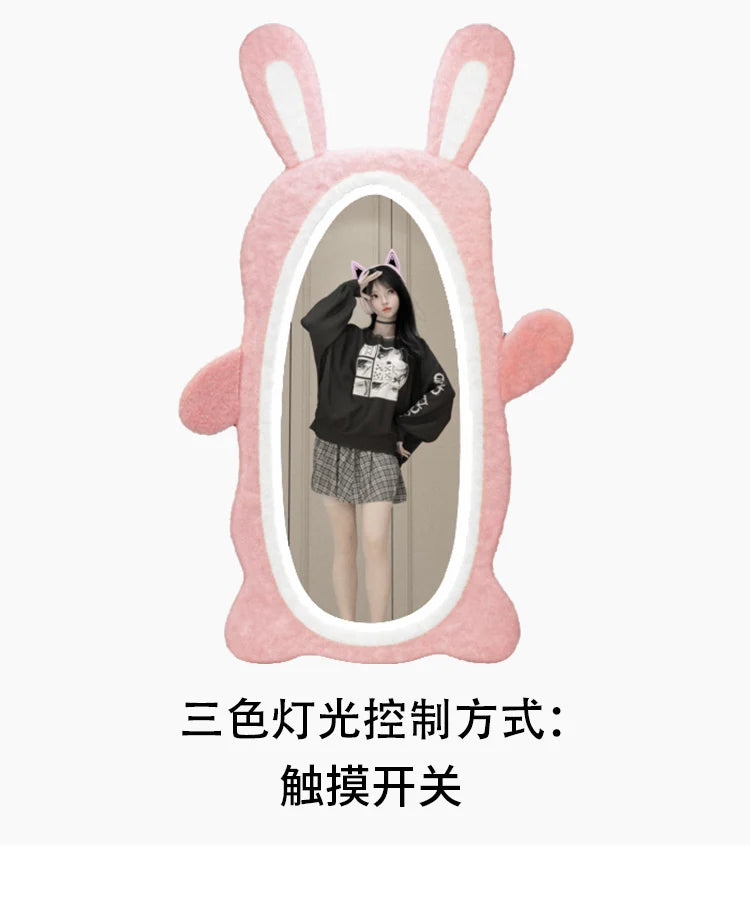 Aesthetic Light Mirror Long LED Girls Standing Smart Makeup Full Body Vanity Mirror Cute Standing Espelhos Home Decorations