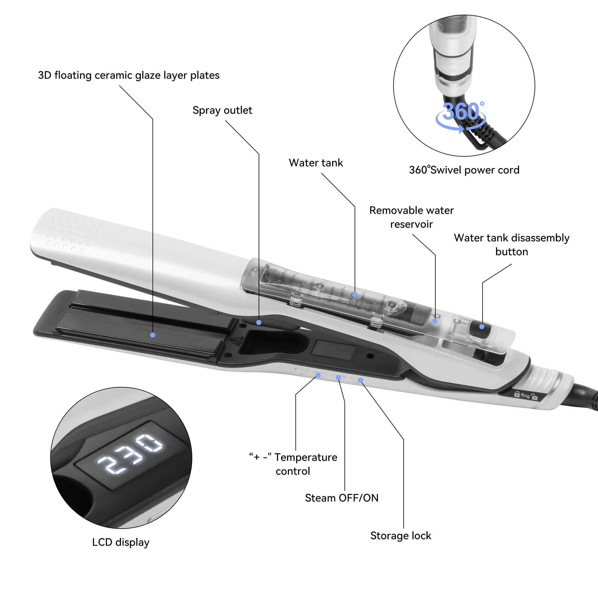 Steam Hair Straightener Professional Salon Nano Titanium Ceramic Steam Flat Iron Hair Straightening Irons for Smooth