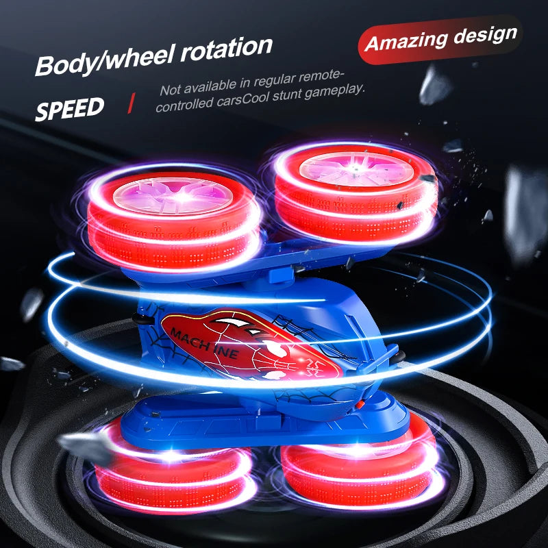 Remote control stunt car Light four-wheel drive double-sided swing arm rolling car Christmas children's toy remote control car