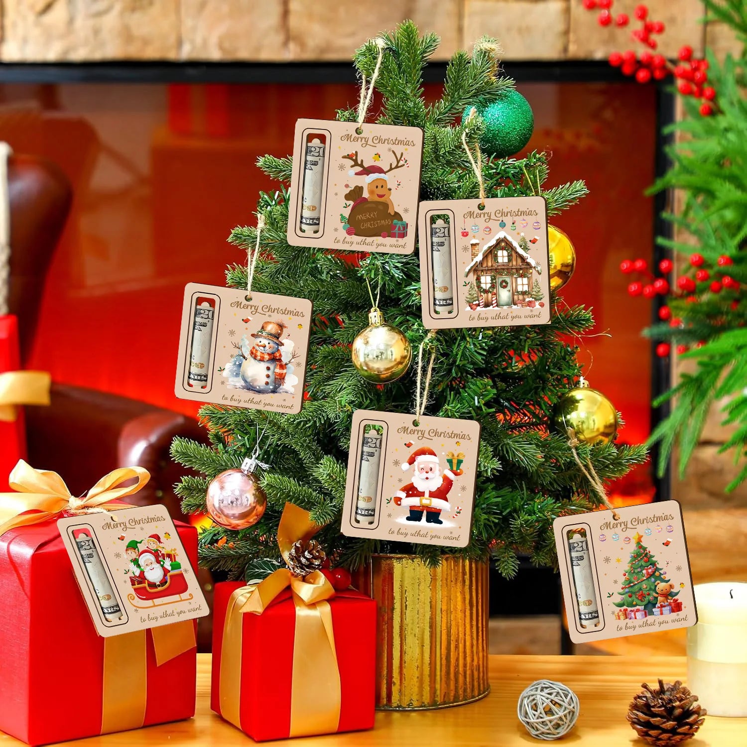 Christmas Cute Money Holder Christmas Ornament Decoration Santa Claus Snowman Christmas tree decorations
