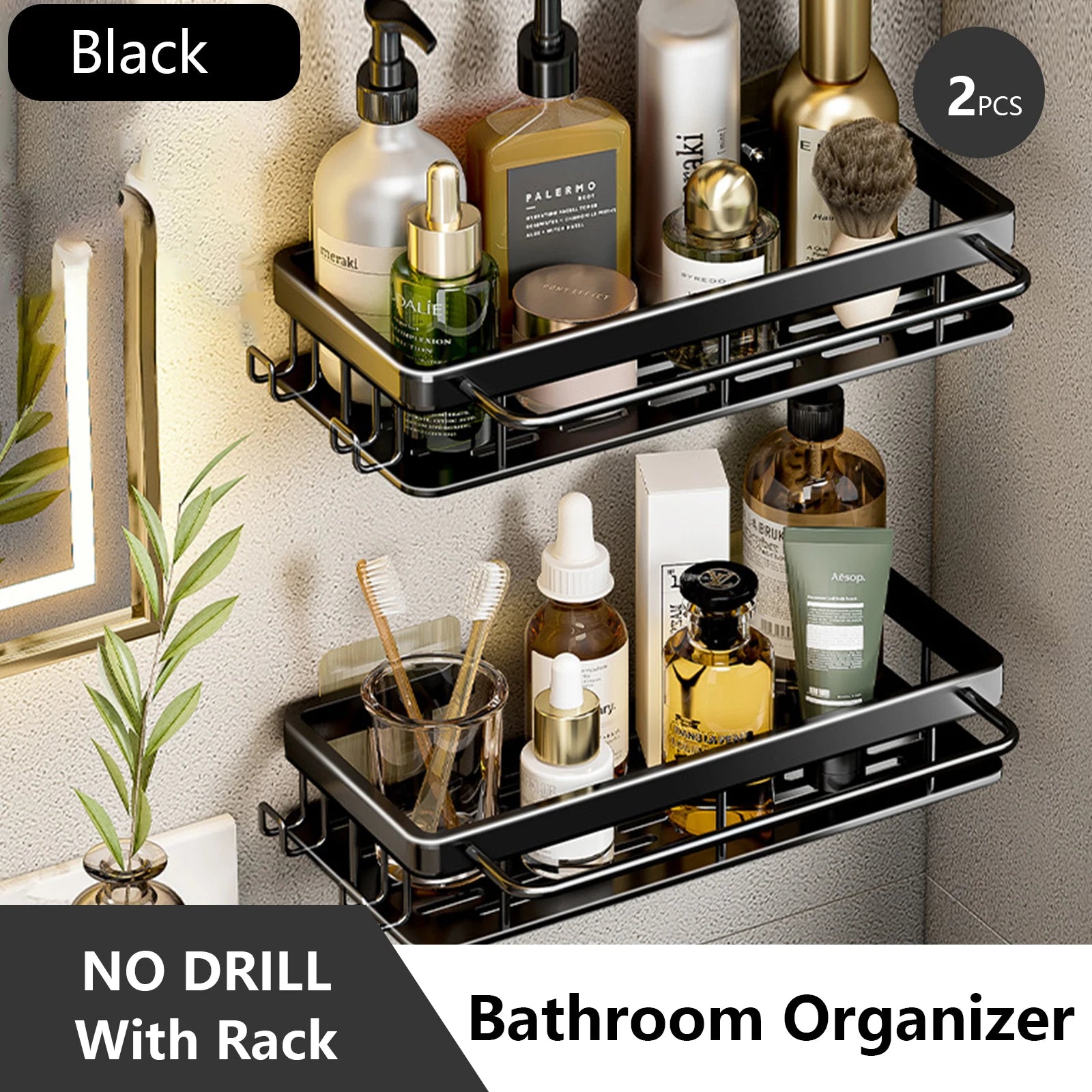 Bathroom Storage Rack Stainless Steel Anti Rust Storage Shower Rack Suction Cup Storage Rack Household Storage Appliances