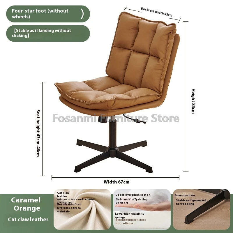 Height Adjustable Faux Leather Vanity Chair Ergonomic Office Home Comfort Swivel Desk Chair Simple Soft Gaming Computer Chairs