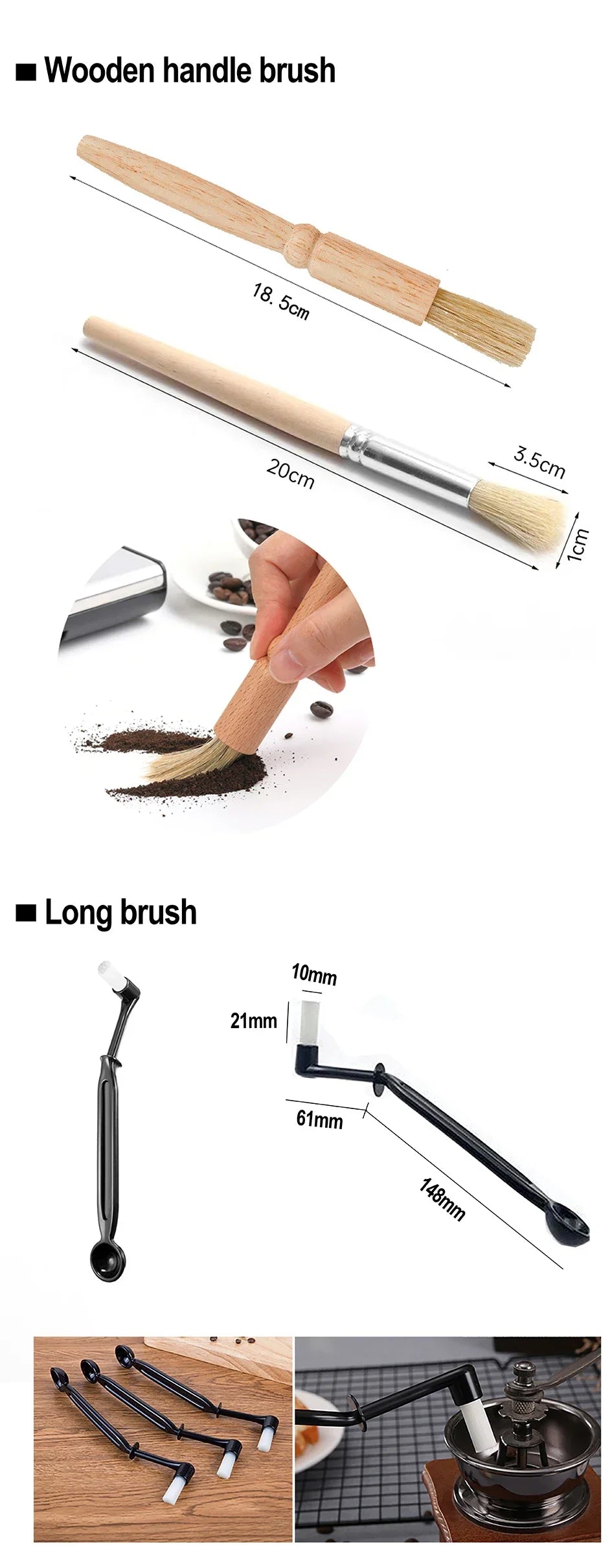Coffee Machine Cleaning Brush Grinding Machine Wooden Cleaning Brush Coffee Machine Head Brush Coffee Brush Set