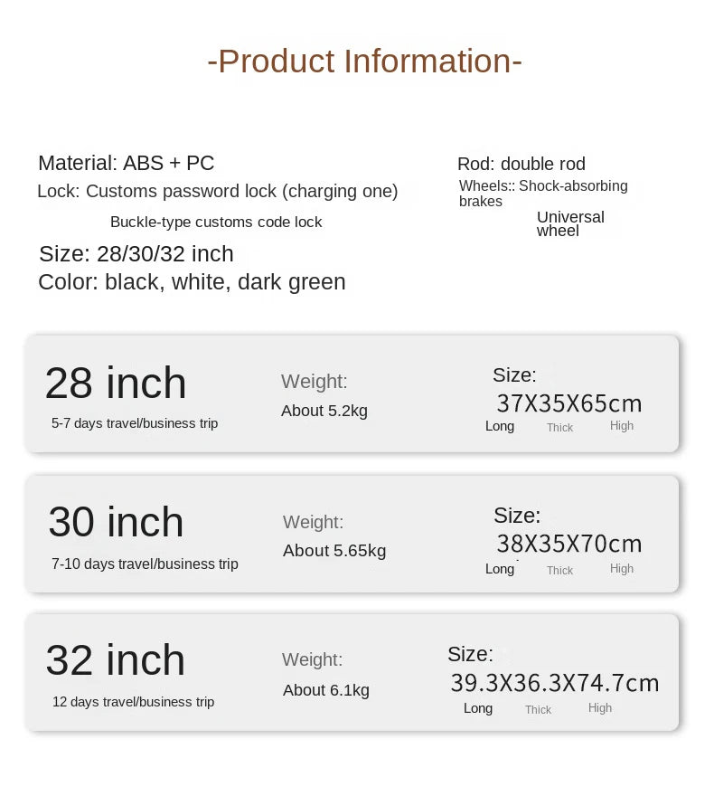 26/28/32 Inch Large Capacity Travel Suitcase Rolling Luggage Aluminum frame Suitcase Trolley Case with Cup Holder Travel Case