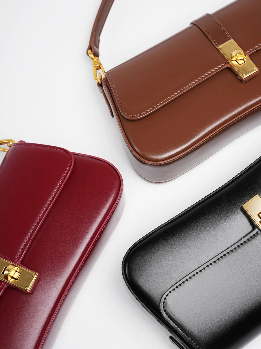 Women's High-End Leather Baguette Armpit Bag Versatile Single Shoulder Crossbody Bag Fashion Accessory for 2025
