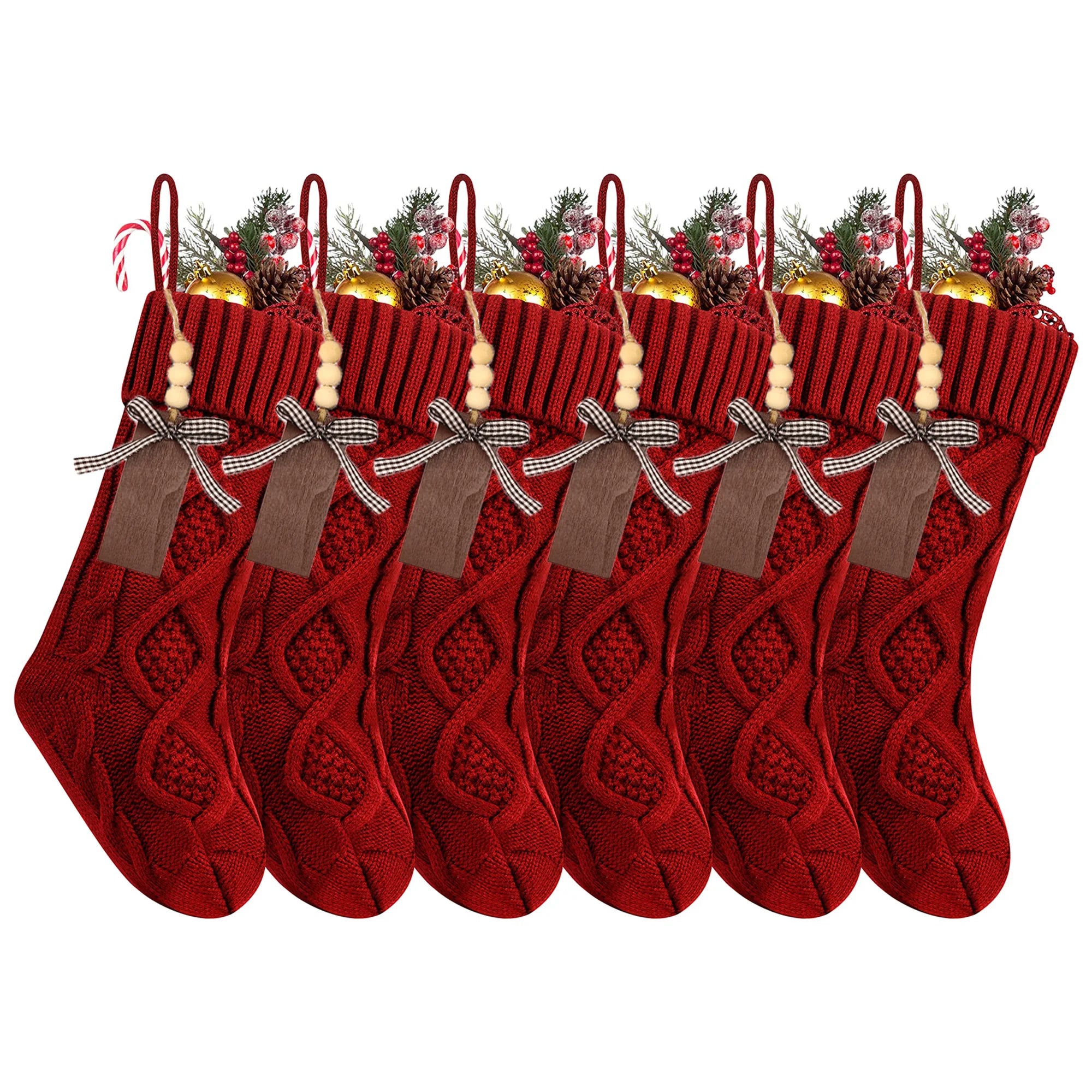 4/6/8PACK Christmas Stockings 18Inches Large Cable Knitted Stocking   Xmas Hanging Stocking Decorations with Name Tags