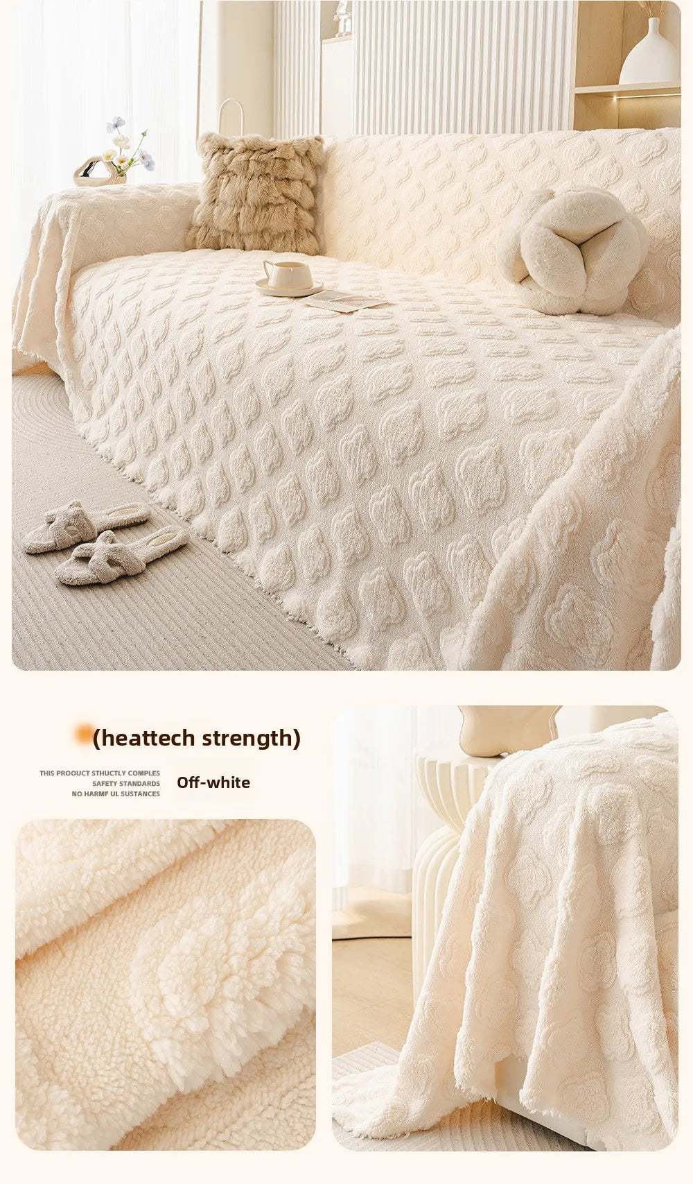 Winter Warm Thickened Sofa Cover French Cream Style Plush Shu Velveteen Full Coverage Slipcover Blanket