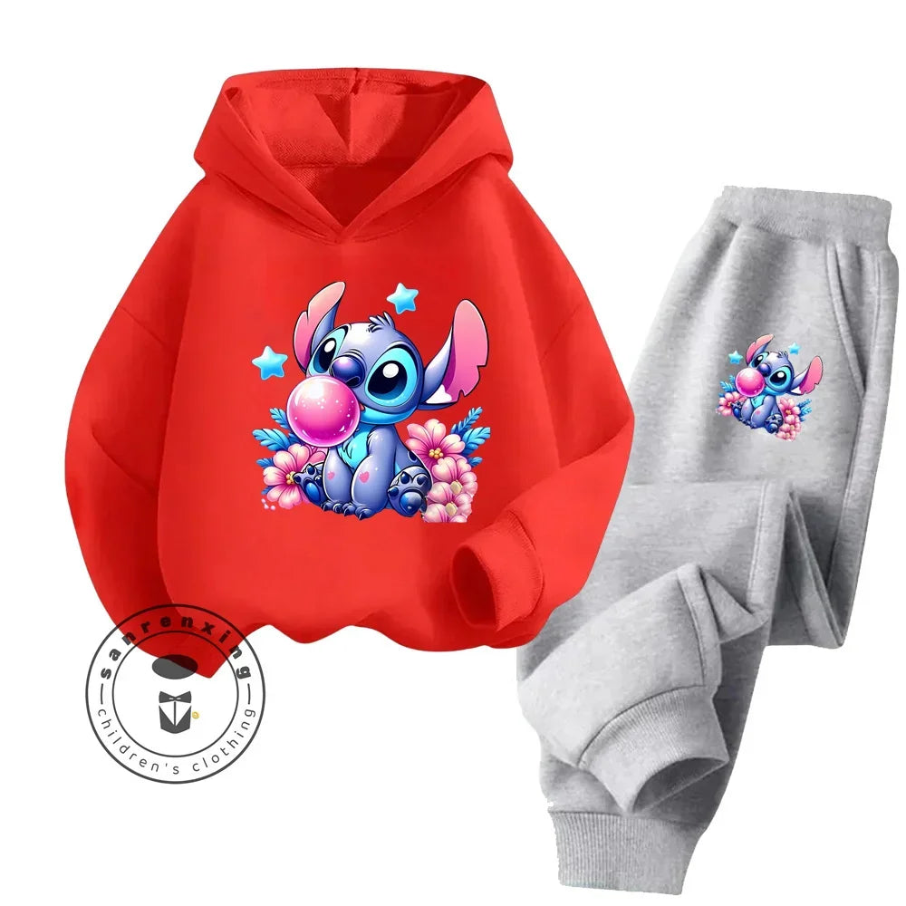 Cheap Popular Simple Stitch Long Sleeve Boy Girl Casual Wear Fun Graphics Everyday Style Energetic Spring Fall Sweatshirt Set