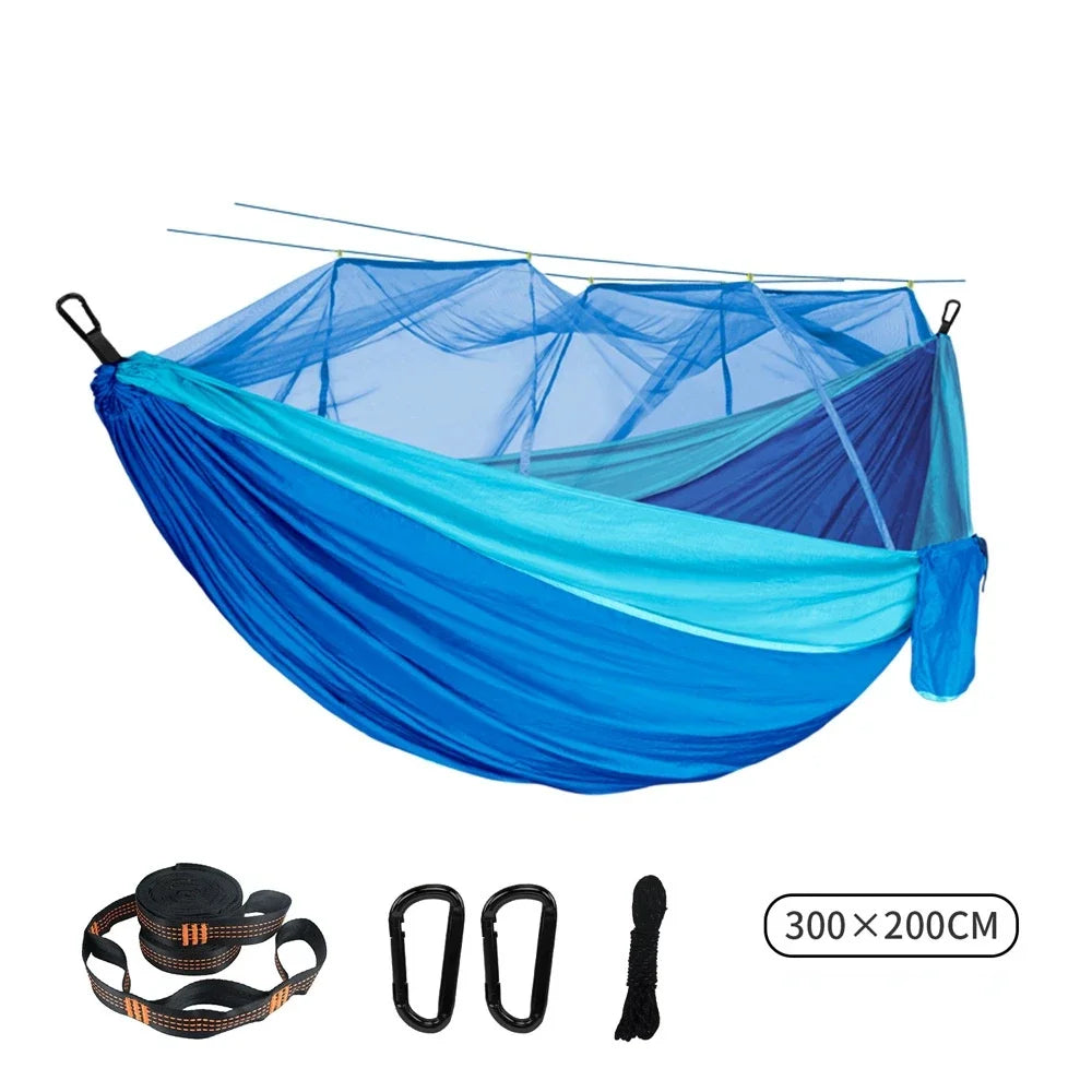 Double Mosquito Net Hammock 300×200CM Size Outdoor Camping Anti-mosquito Hammock Umbrella Cloth Nylon Anti-rollover Camping