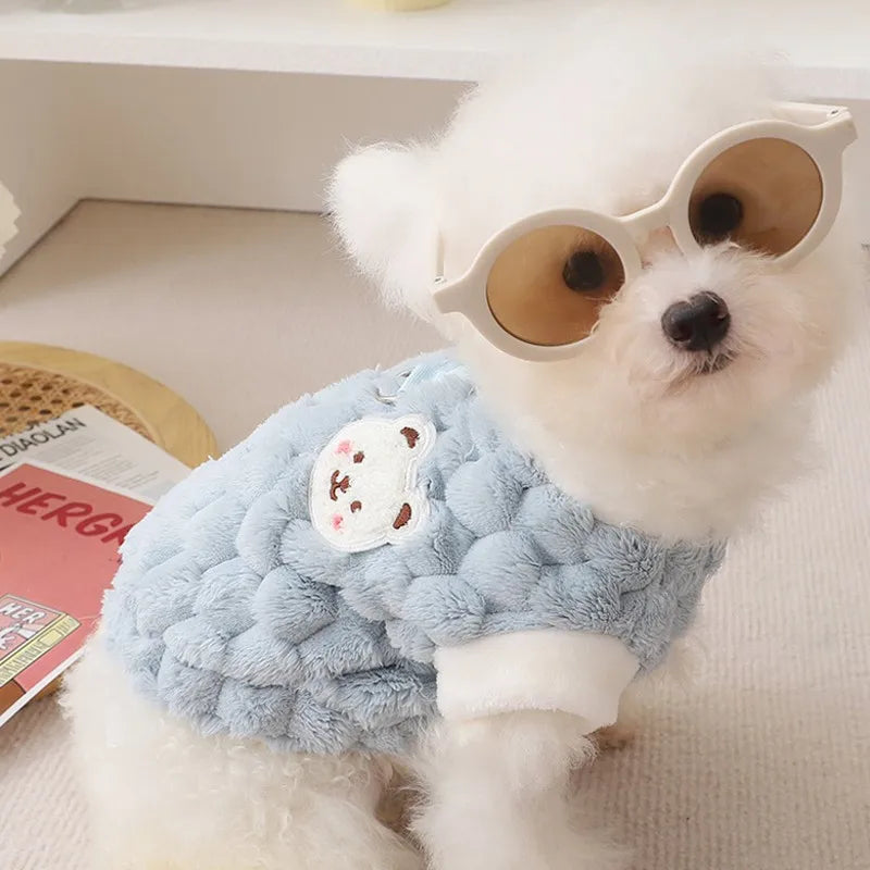 Pet Dog Warm Coat Winter Dog Clothes Kitten Puppy Vest Fleece Dog Costume Chihuahua Bichon Clothing Cardigan Girls Dog Apparel