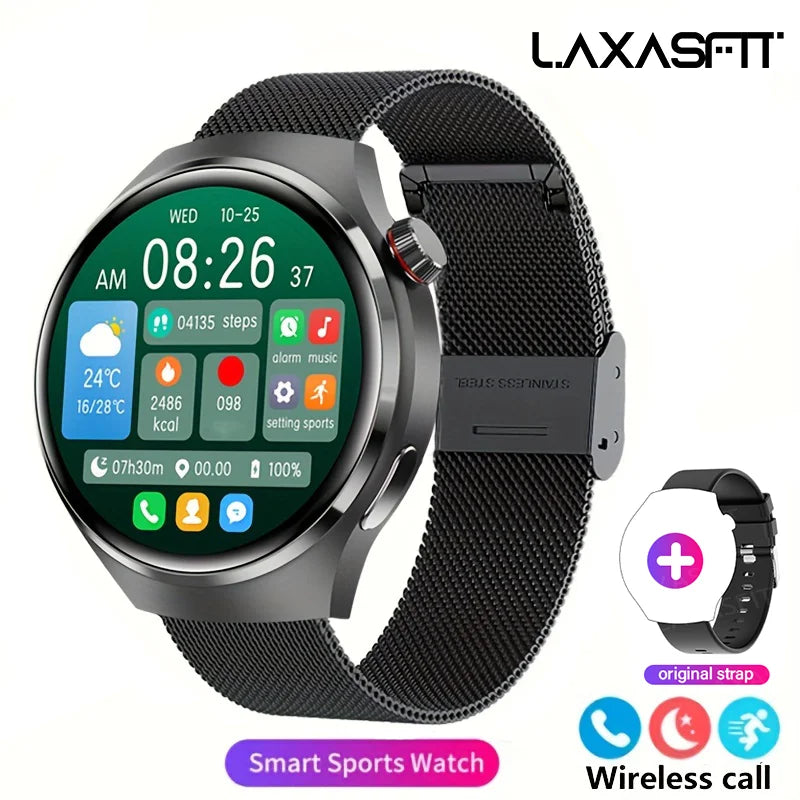 LAXASFIT 2025 New Men's Smart Watch HD Screen Heart Rate Bluetooth Call NFC Smartwatch For Men Women Holiday Gifts