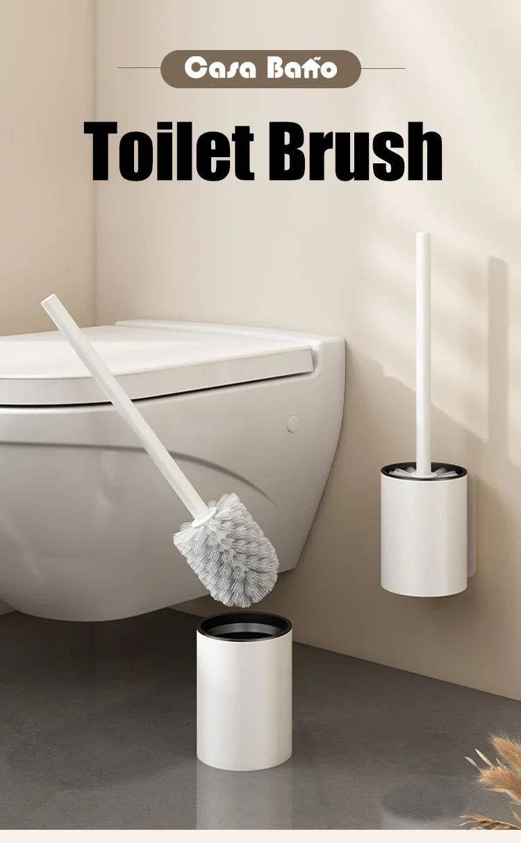 Bathroom Toilet Brush Holder Cleaning Tools Space Aluminum Wall Mounted No Drill Vertical Toilet Brush Bathroom Accessories
