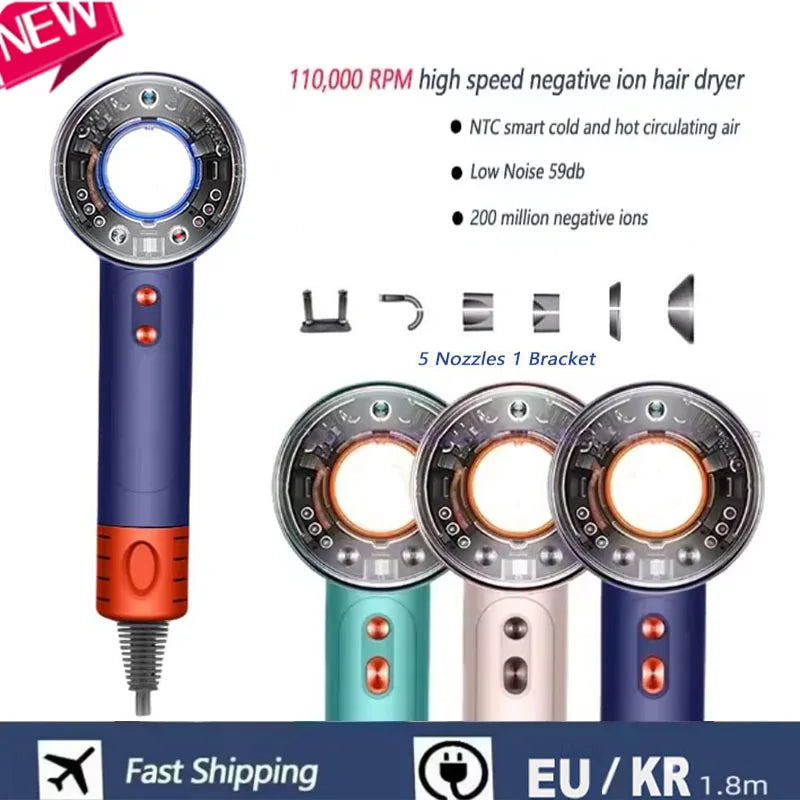 High-speed electric professional hair dryer negative ion hair care fast drying large wind power silent air blower hair dryer