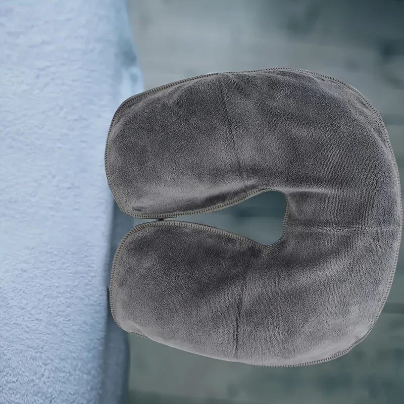 1pc Heart-Shaped U Face Perforated Massage Towel - Soft Fluffless Machine Washable Durable for Spa Beds/Tables & Beauty Parlors