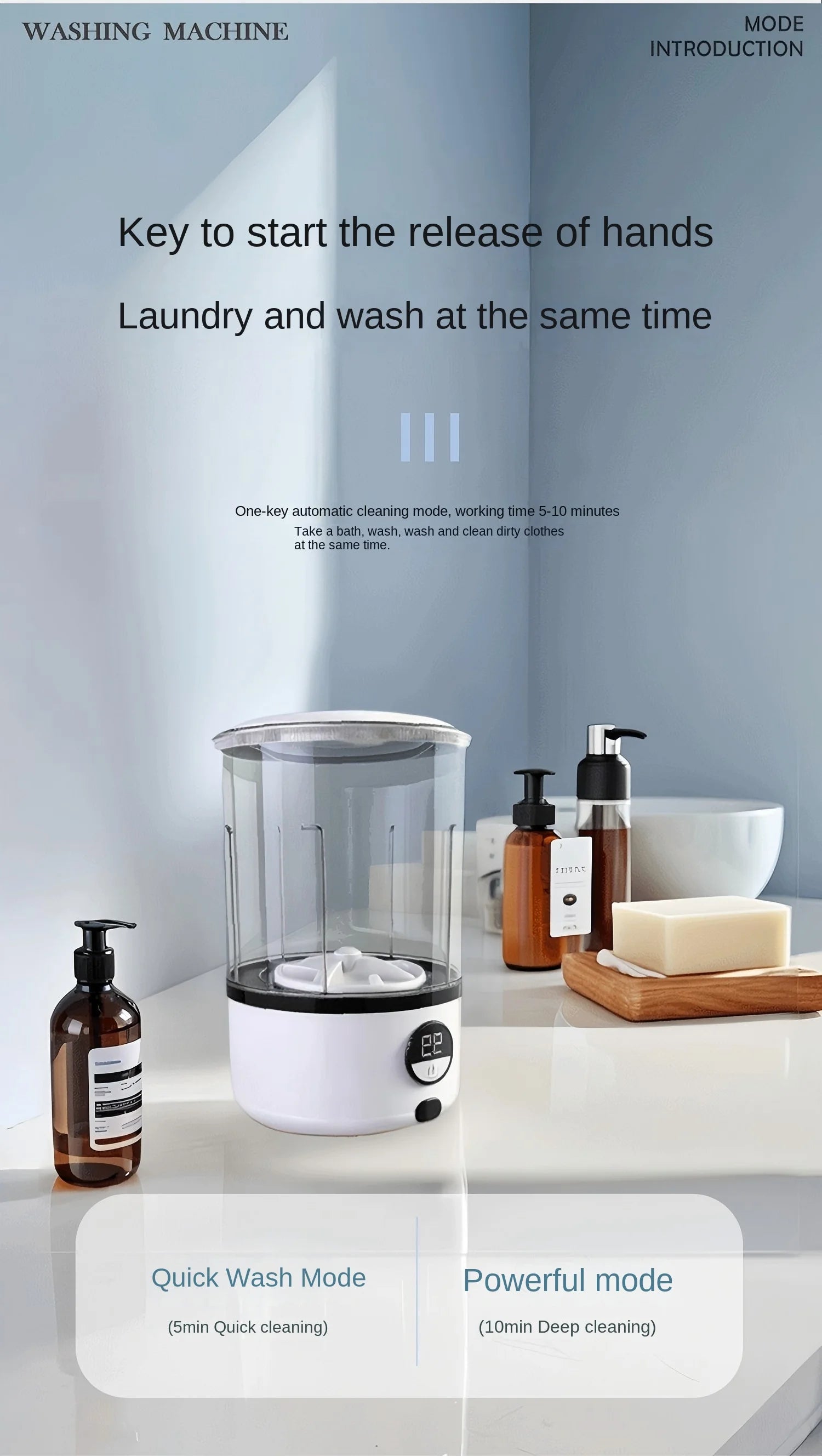 A White 2L Mini Washing Machine, 2000Mah, Fully Automatic Portable Turbine Led Washing Cup and Compact for Children's Clothing, Underwear, and Socks