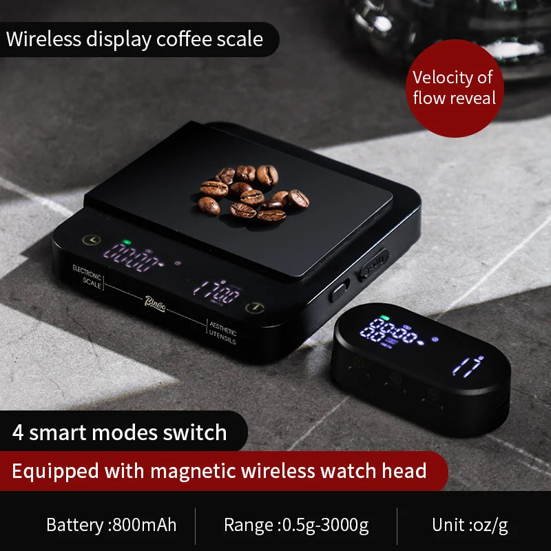 Bincoo Professional Coffee Scale Electronic Scale Coffee Powder Weighing Accurate Weight 0.1g Split Screen Display Barista Tool