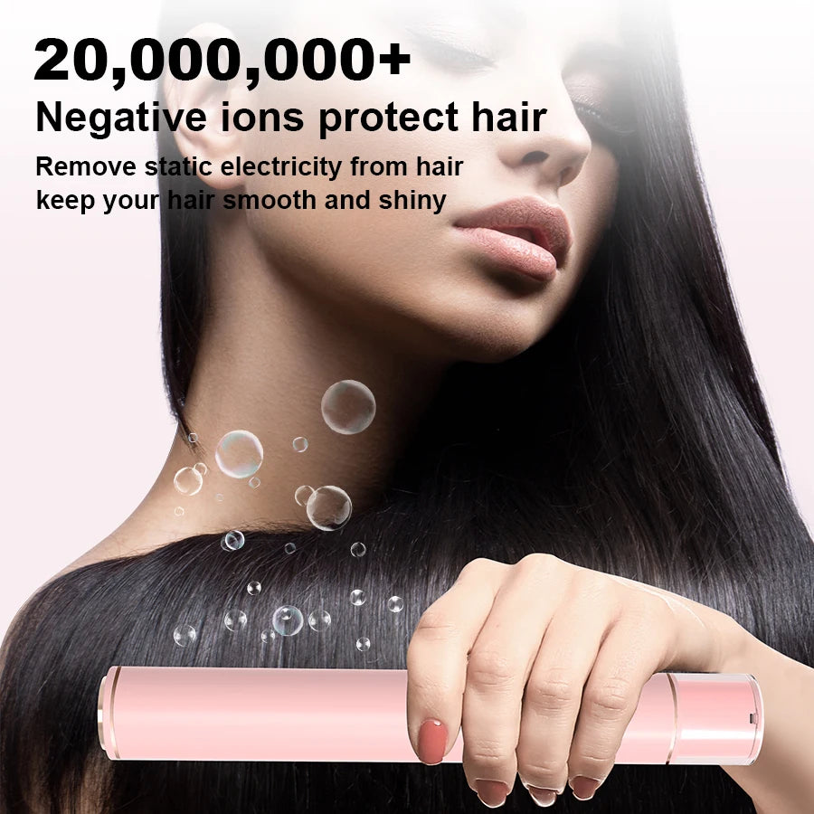 LED Hair Straightener Brush - Cordless Hot Air Styling Comb w/ Ceramic Ion Tech, Adjustable Temp & USB-C Fast Charge