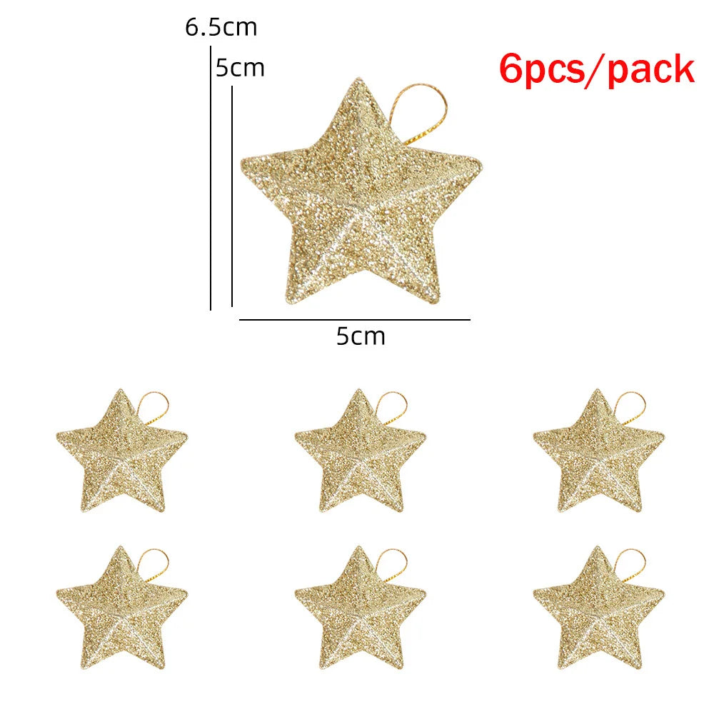 Christmas decoration pendant, Christmas tree decoration, golden three-dimensional star pendant