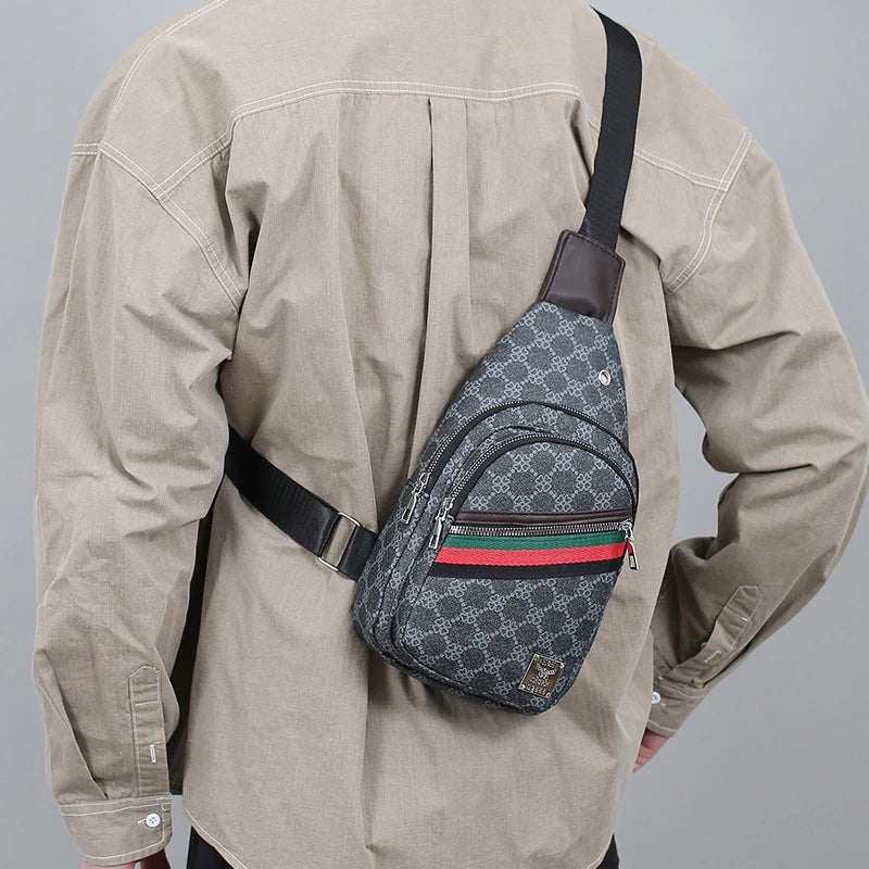 Men's Multifunction Messenger Bag Shoulder Cloth Chest Bags Crossbody Casual Handbag with Earphone Hole