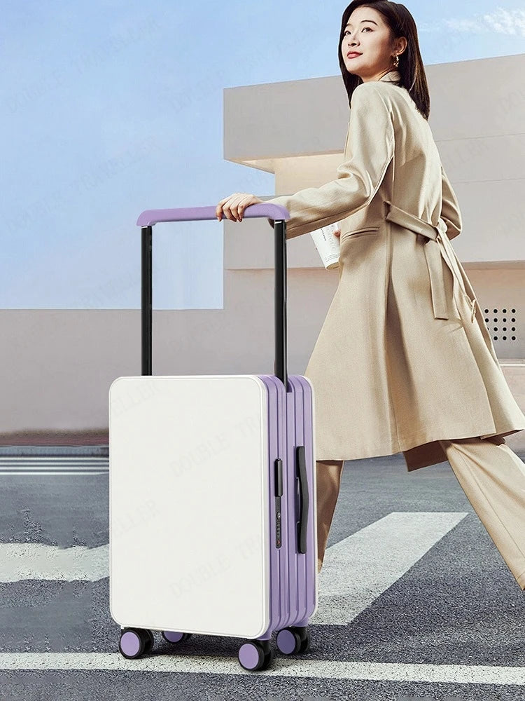 New Mid-Width Draw-Bar Luggage Large Capacity Travel Password Suitcase ABS+PC Fashion Travel Suitcase on Wheels