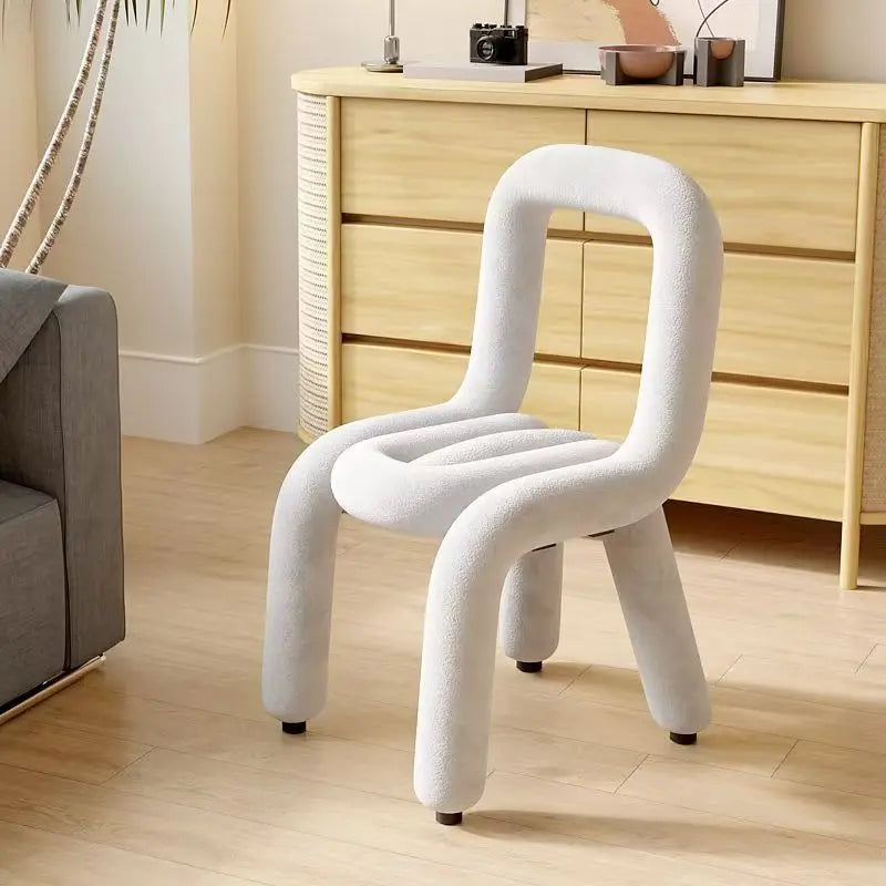 Nordic Style Creative Curved Chair, Plush Upholstered Kids/Accent Living Room Furniture