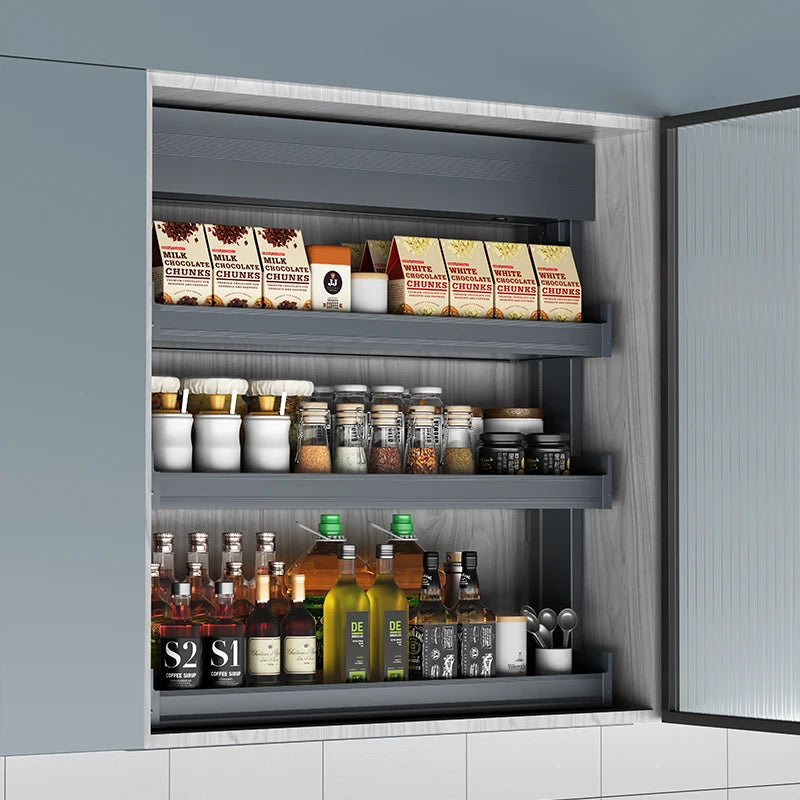 Wholesaler Electric Kitchen Cabinet Design Customized Smart Lift Kitchen Storage 3 Layers Automatic Lift Basket Cabinet