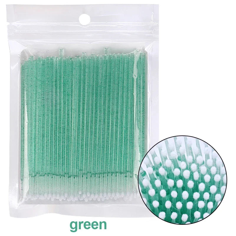 100Pcs Eyelash Cleaning Brush Lash Extension Micro Cotton Swab Individual Eyelashes Microbrush Beauty Makeup Clean Remover Tools