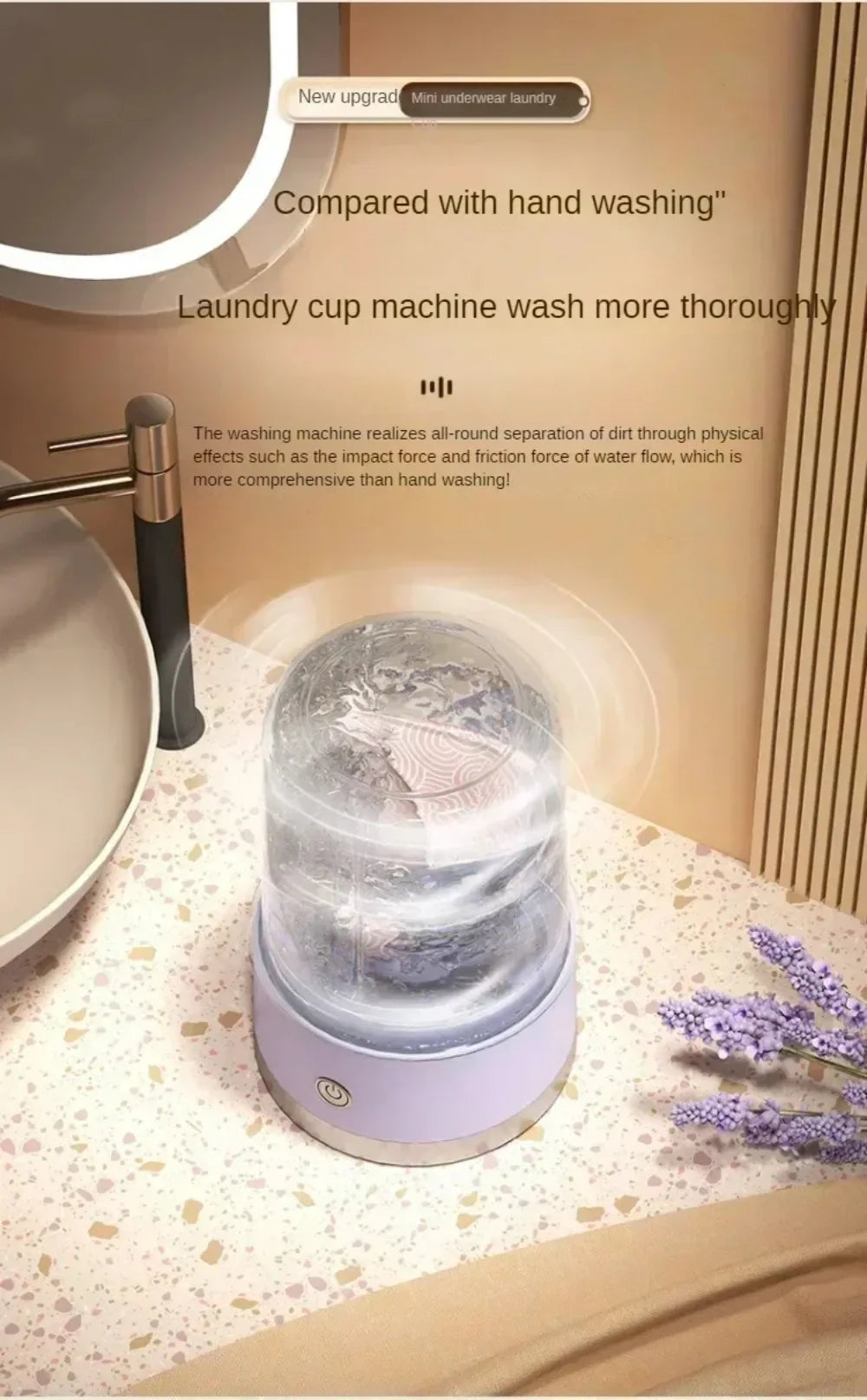 Mini Washer Underwear&Socks Washer Rechargeable Wireless Portable for Travel/Home/Dormitory with Laundry Cup Washing Machine