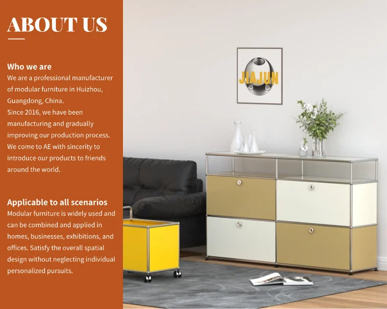 Modern Steel Flip Door Cabinet｜2-Tier Modular Storage Unit｜Custom Color Metal Organizer for Entryway, Living Room or Office