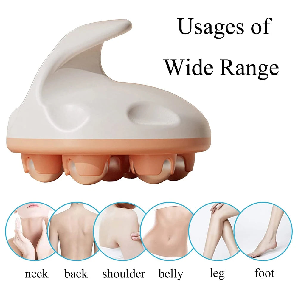 Hand Roller Massager for Cellulite Massage,Deep Tissue Massage Ball for Back,Neck,Foot,Shoulder,with 7 360-degree Metal Roller