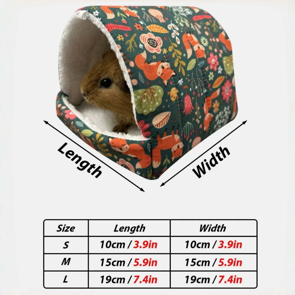Autumn Winter Warm Print Sleeping Bed House Triangular Nest for Pet Bird Parrot Rabbit Squirrel Guinea Pig Hamster Hanging Cage