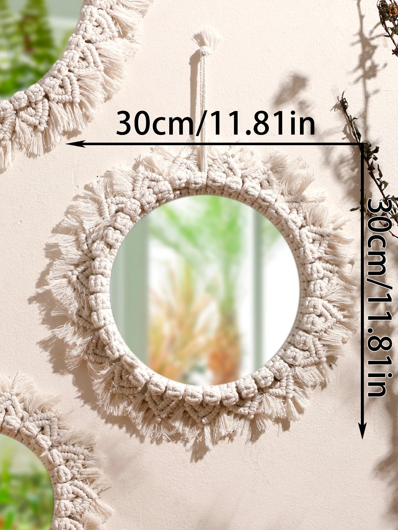 Boho Hand Woven Macrame Decorative Mirrors Wall Hanging Home Decoration Nordic Bedroom Living Room Wall Tapestry Crafts Decor