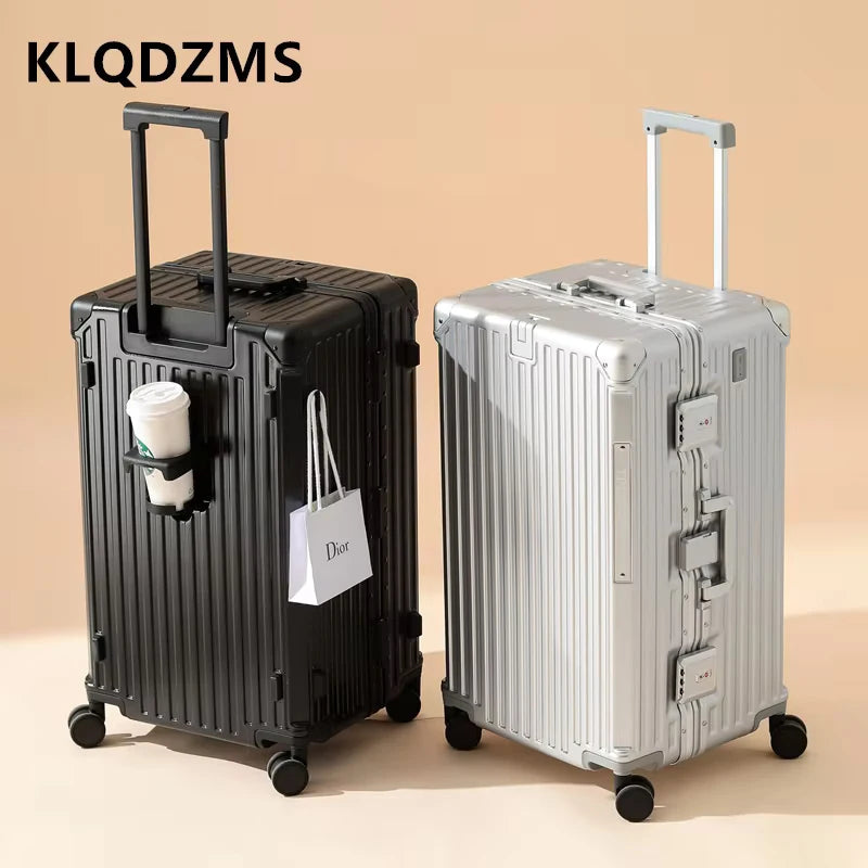 KLQDZMS Luggage 26"29"32 Inch Large Capacity Aluminum Frame Cart Case Cart Style Travel Bag Universal Wheel Rolling Suitcase