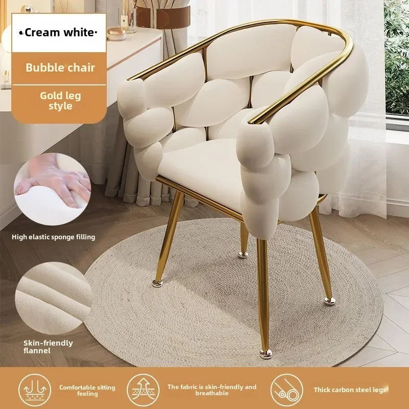 Velvet Leisure Single Sofa Chair Armchair with Gold Legs Makeup Chair with Upholstered for Living Room Bedroom