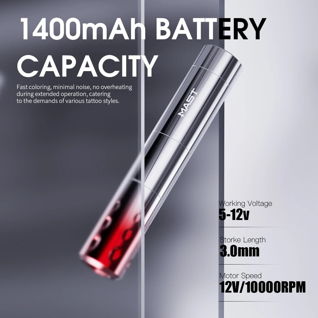 3.0mm Stroke Mast Wireless Tattoo Machine Instant Start-up Mode Coreless Motor Permanent Makeup Machine Pen Tattoo Supplies