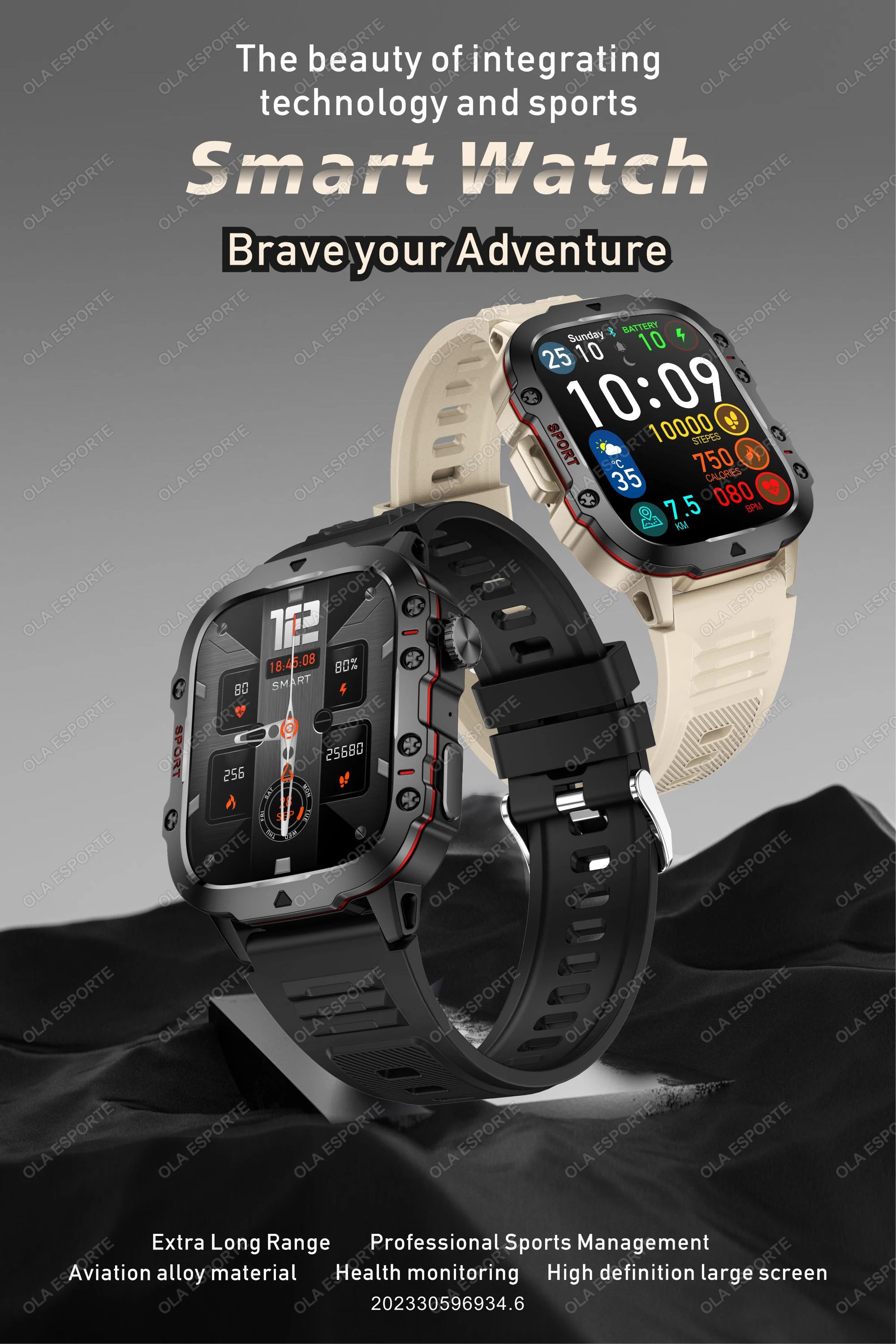 2025 New Military Smart Watch Men IP68 5ATM Outdoor Sports Fitness Tracker Health Monitoring 1.81Inch Bluetooth Calls Smartwatch