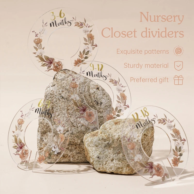 Baby Wooden Dividers Closet Size Wardrobe Separator Star Moon Milestone Cards Months Organizers Kids Photography Accessories