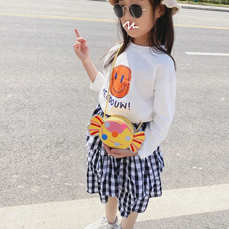 Cute Candy Children Messenger Bag Princess Girl Mini Handbags Pu Leather Coin Purse  Chain Purses Kids Crossbody Shoulder Bags