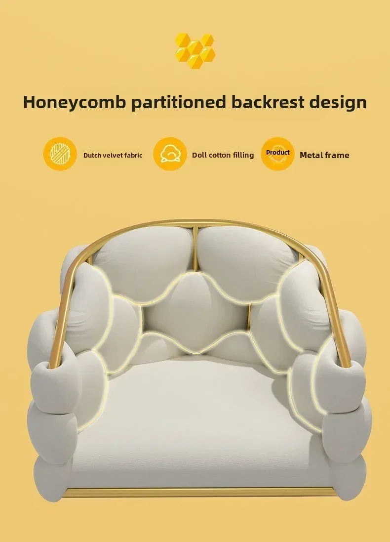 Velvet Leisure Single Sofa Chair Armchair with Gold Legs Makeup Chair with Upholstered for Living Room Bedroom